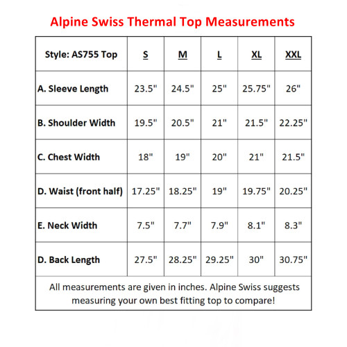 Alpine Swiss Alpine Swiss Mens Thermal Long Sleeve Top Underwear Crew Neck Shirt Waffle Knit Henley Base Layer