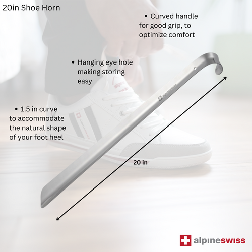 Alpine Swiss Alpine Swiss Metal Shoe Horn Heavy Duty Stainless Steel Shoe Helper Long 20 Inch Or 16 Inch Or 11 Inch Short Handle ShoeHorn