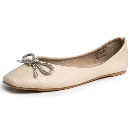 Alpine Swiss Alpine Swiss Myla Womens Ballet Flats Square Toe Rhinestone Bow Dressy Slip On Shoes