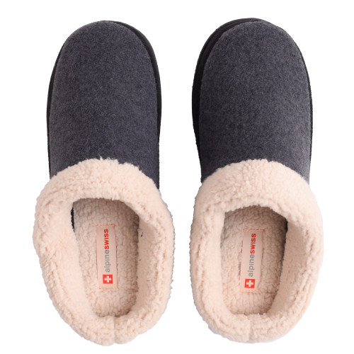 Alpine Swiss Alpine Swiss Paul Mens Memory Foam Fleece Clog Slippers House Shoes