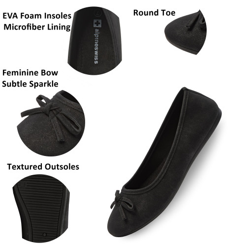 Alpine Swiss Alpine Swiss Polly Womens Bow Ballet Flats Round Toe Slip On Comfortable Shoes