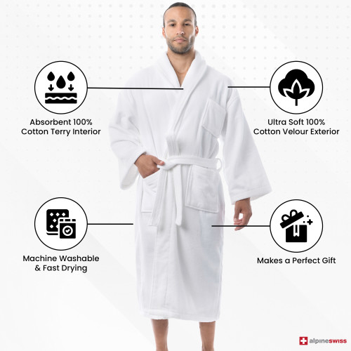 alpine Swiss Alpine Swiss Pure Cotton Mens Terry Cloth Bathrobe Super Absorbent Spa Robe