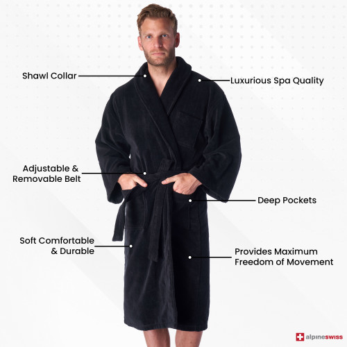 alpine Swiss Alpine Swiss Pure Cotton Mens Terry Cloth Bathrobe Super Absorbent Spa Robe