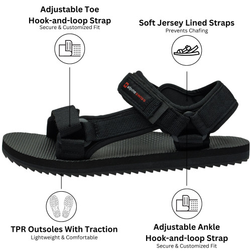 Alpine Swiss Alpine Swiss Reid Men’s Sport Sandals | Athletic Open Toe Outdoor Walking Shoes | Adjustable Straps | Cushioned EVA Footbed With Arch Support | Durable & Stylish Summer Comfort Sandals