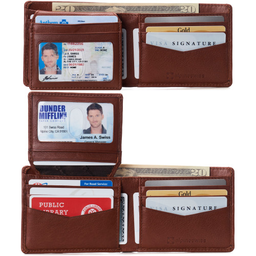 Alpine Swiss Alpine Swiss RFID Connor Passcase Bifold Wallet For Men Leather Comes In A Gift Box