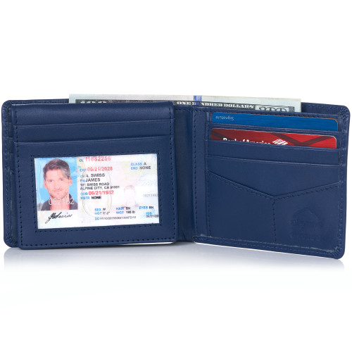 Alpine Swiss Alpine Swiss RFID Mathias Mens Wallet Deluxe Capacity Passcase Bifold With Divided Bill Section