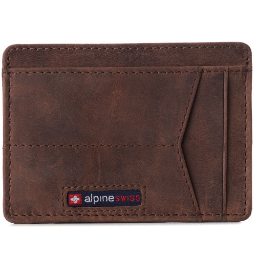 Alpine Swiss Alpine Swiss RFID Minimalist Oliver Front Pocket Wallet For Men Leather Comes In A Gift Box