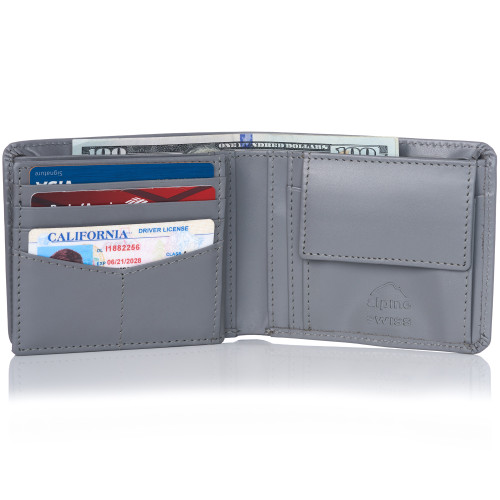 Alpine Swiss Alpine Swiss RFID Protected Men’s Max Coin Pocket Bifold Wallet With Divided Bill Section Comes In A Gift Box
