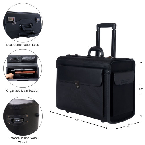 Alpine Swiss Alpine Swiss Rolling 17" Laptop Briefcase On Wheels Attache Lawyers Case Legal Size