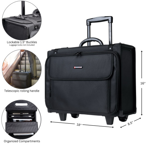 Alpine Swiss Alpine Swiss Rolling Briefcase | Laptop Bag For Men & Women | Hard Side Catalog Case On Wheels | Legal Size File Dividers | Lawyers Attache Case | Carry-On Overnight Business Travel Bag