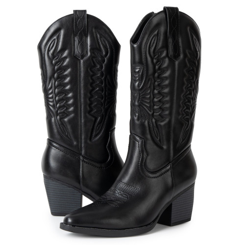 Alpine Swiss Alpine Swiss Sadie Womens Cowboy Boots Western Cowgirl Boots Mid Calf Chunky Block High Heel Booties