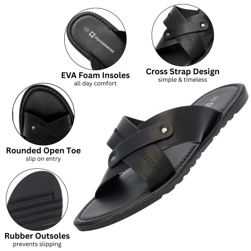 Alpine Swiss Alpine Swiss Saul Mens Vegan Leather Slide Sandals Dressy Indoor Outdoor Summer Shoes