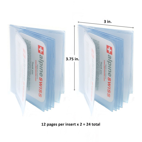 Alpine Swiss Alpine Swiss SET OF 2 Clear Plastic Wallet Inserts 12 Pages Picture Card Holder