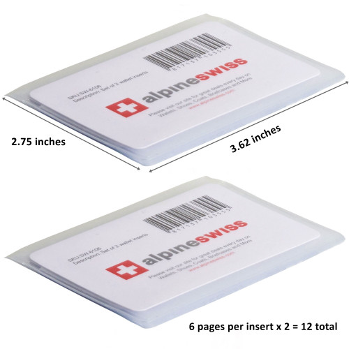 Alpine Swiss Alpine Swiss Set Of 2 Plastic Wallet Inserts 6 Page Card Holder Picture Windows