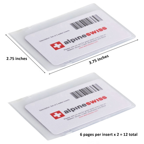 Alpine Swiss Alpine Swiss Set Of 2 Wallet Inserts 6 Pages Credit Card Holder Picture Windows