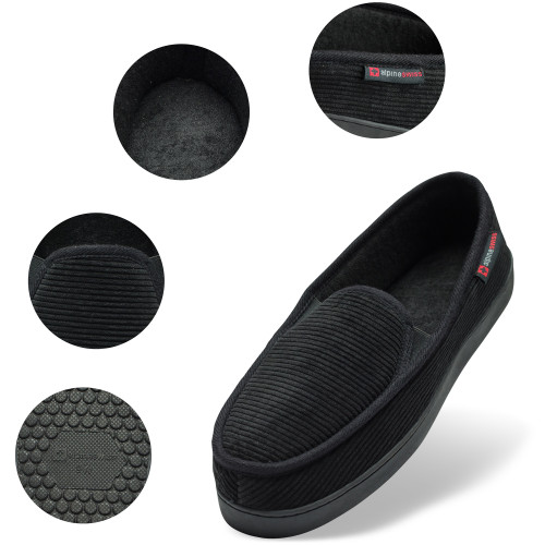 Alpine Swiss Alpine Swiss Steve Mens Wide Moccasin Slippers Memory Foam Slip On Indoor House Shoes