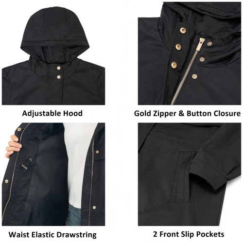 Alpine Swiss Alpine Swiss Tanya Womens Hooded Rain Jacket Long Raincoat Trench Coat Windbreaker