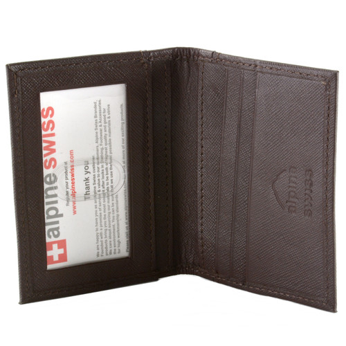 Alpine Swiss Alpine Swiss Thin Front Pocket Wallet Business Card Case 2 ID Window 6 Card Slot
