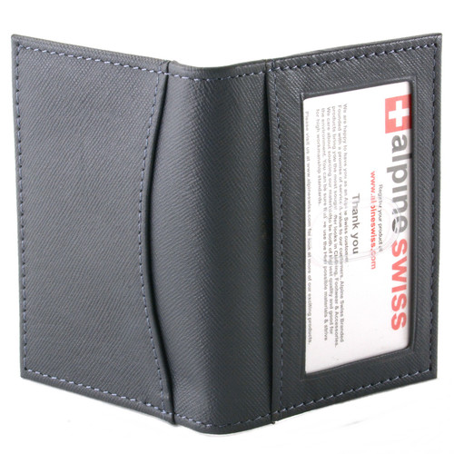Alpine Swiss Alpine Swiss Thin Front Pocket Wallet Business Card Case 2 ID Window 6 Card Slot