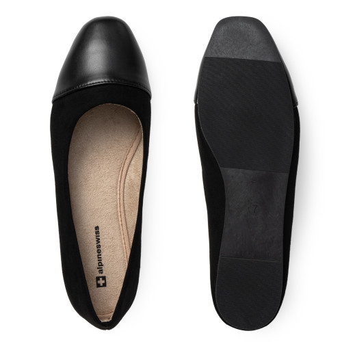 Alpine Swiss Alpine Swiss Tory Womens Square Toe Ballet Flats Cap Toe Slip On Comfort Shoes