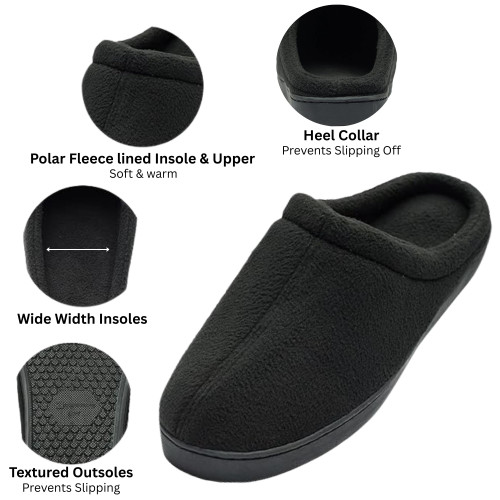 Alpine Swiss Alpine Swiss Wide Mens Fleece Clog Slippers | Wide Width Slip-On House Shoes With Memory Foam | Cozy Durable Indoor Comfort