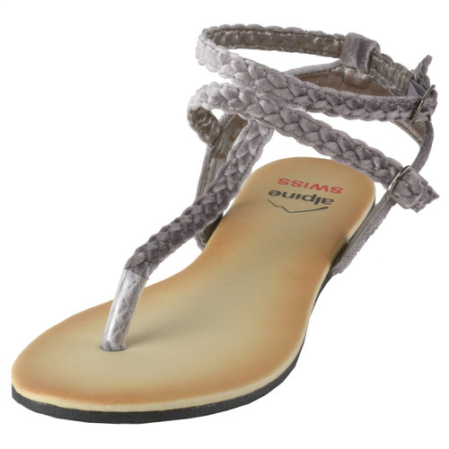 Alpine Swiss Alpine Swiss Womens Gladiator Sandals Braided T-Strap Slingback Roman Flats
