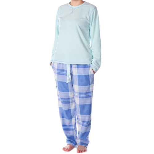 Alpine Swiss Alpine Swiss Womens Pajama Set Long Sleeve Shirt And Polar Fleece Pants Sleepwear