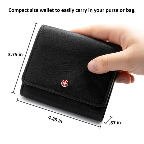 Alpine Swiss Alpine Swiss Womens RFID Wallet Genuine Leather Trifold ID Window Coin Pouch Card Case Small Compact Ladies Wallet