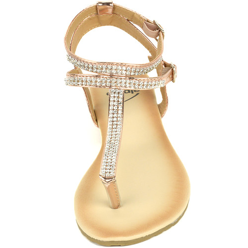 Alpine Swiss Alpine Swiss Womens Slingback T-Strap Rhinestone Ankle Strap Thong Sandals