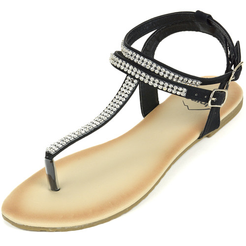 alpine swiss Alpine Swiss Womens Slingback T-Strap Rhinestone Ankle Strap Thong Sandals