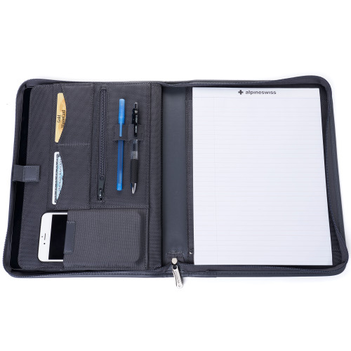 Alpine Swiss Alpine Swiss Zippered Writing Pad Business Organizer Portfolio With Tablet Sleeve