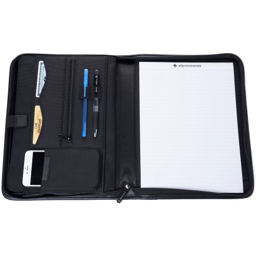 alpine swiss Alpine Swiss Zippered Writing Pad Business Organizer Portfolio with Tablet Sleeve