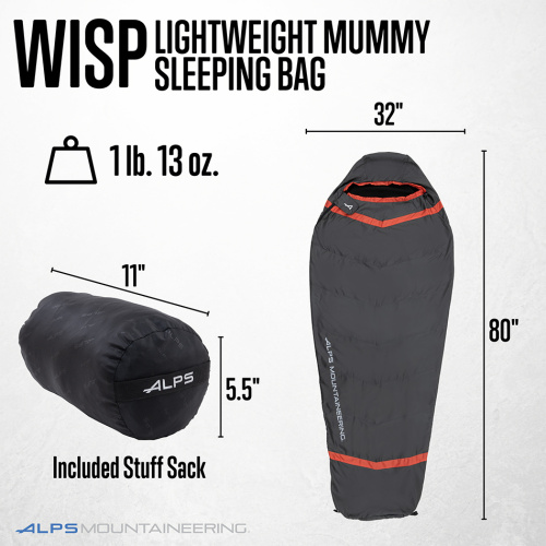 Alps Mountaineering Sleeping Bags Wisp Charcoal/Red