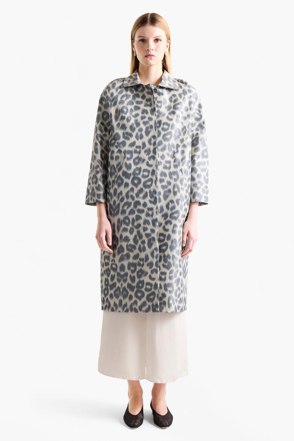 Altuzarra Adams Coat Antique Pearl Leopard