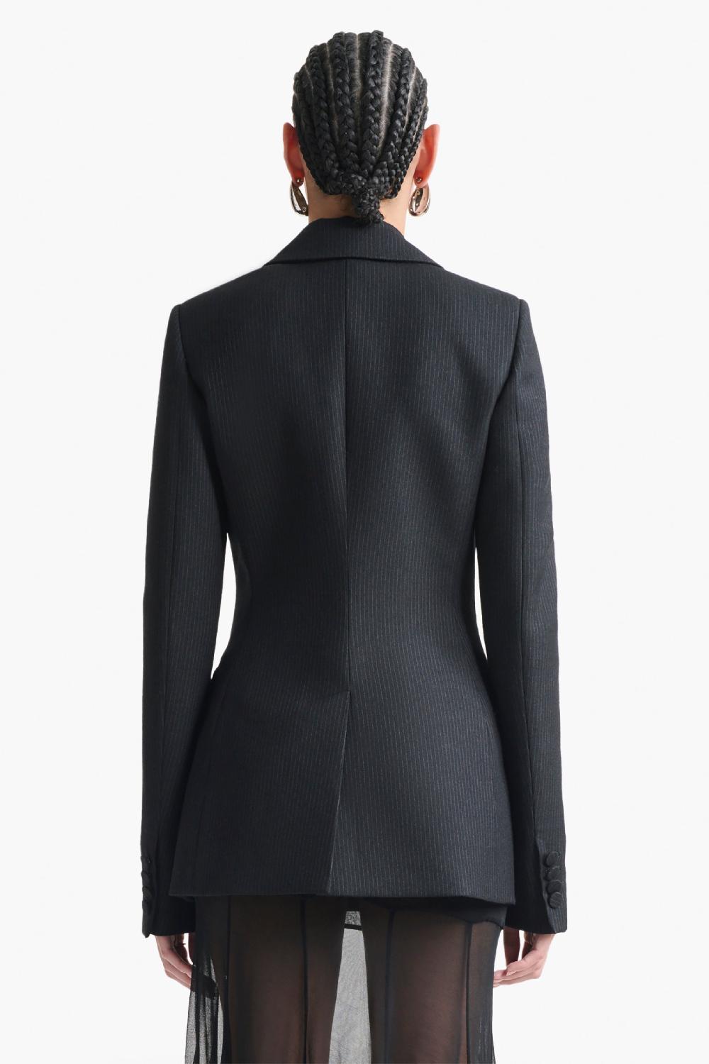 Altuzarra Beatty Jacket Black/Ivory Pinstripe