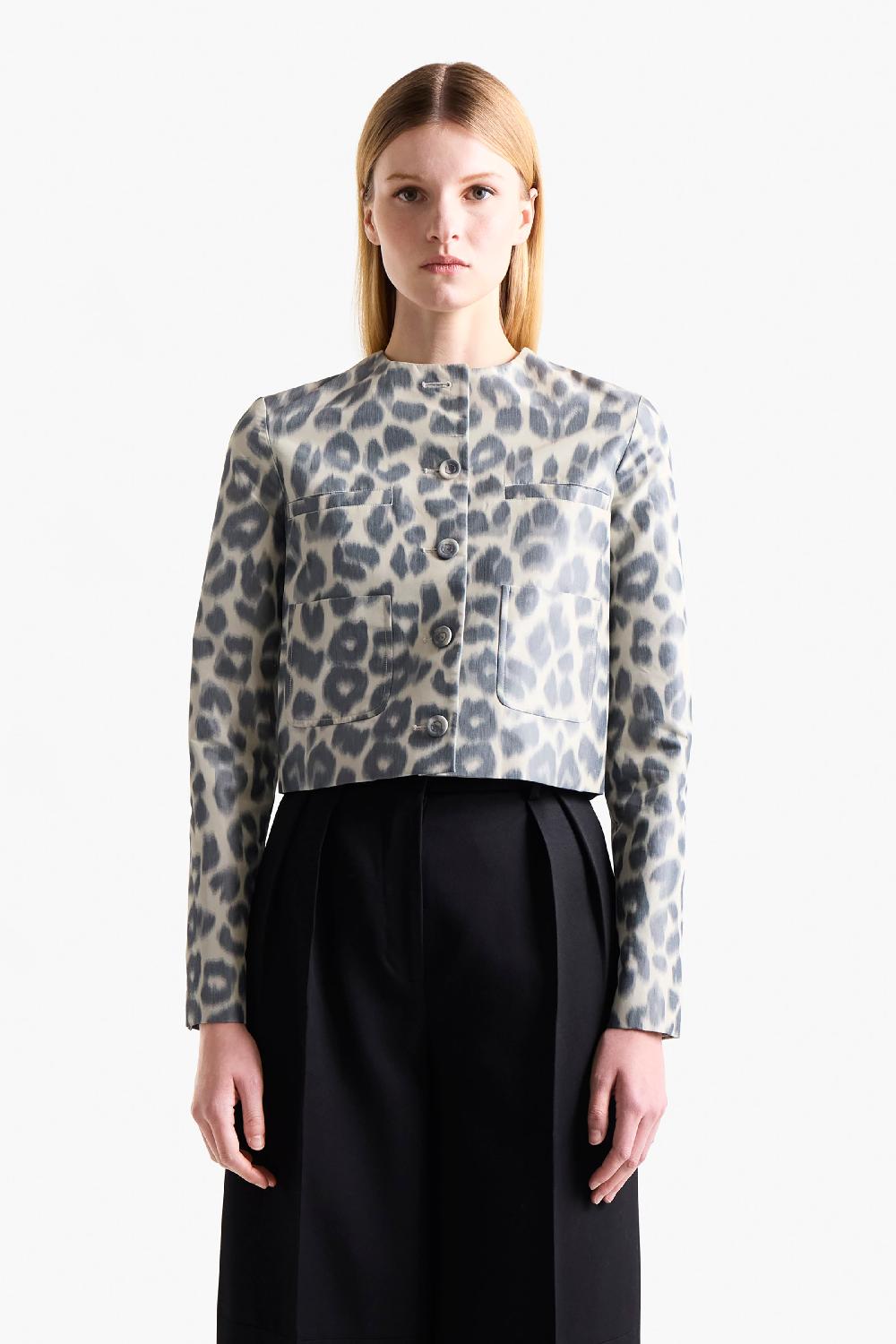 altuzarra Bernadette Jacket Antique Pearl Leopard