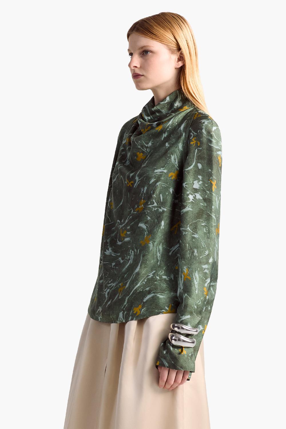 Altuzarra Cara Top Monstera Marbled Floral