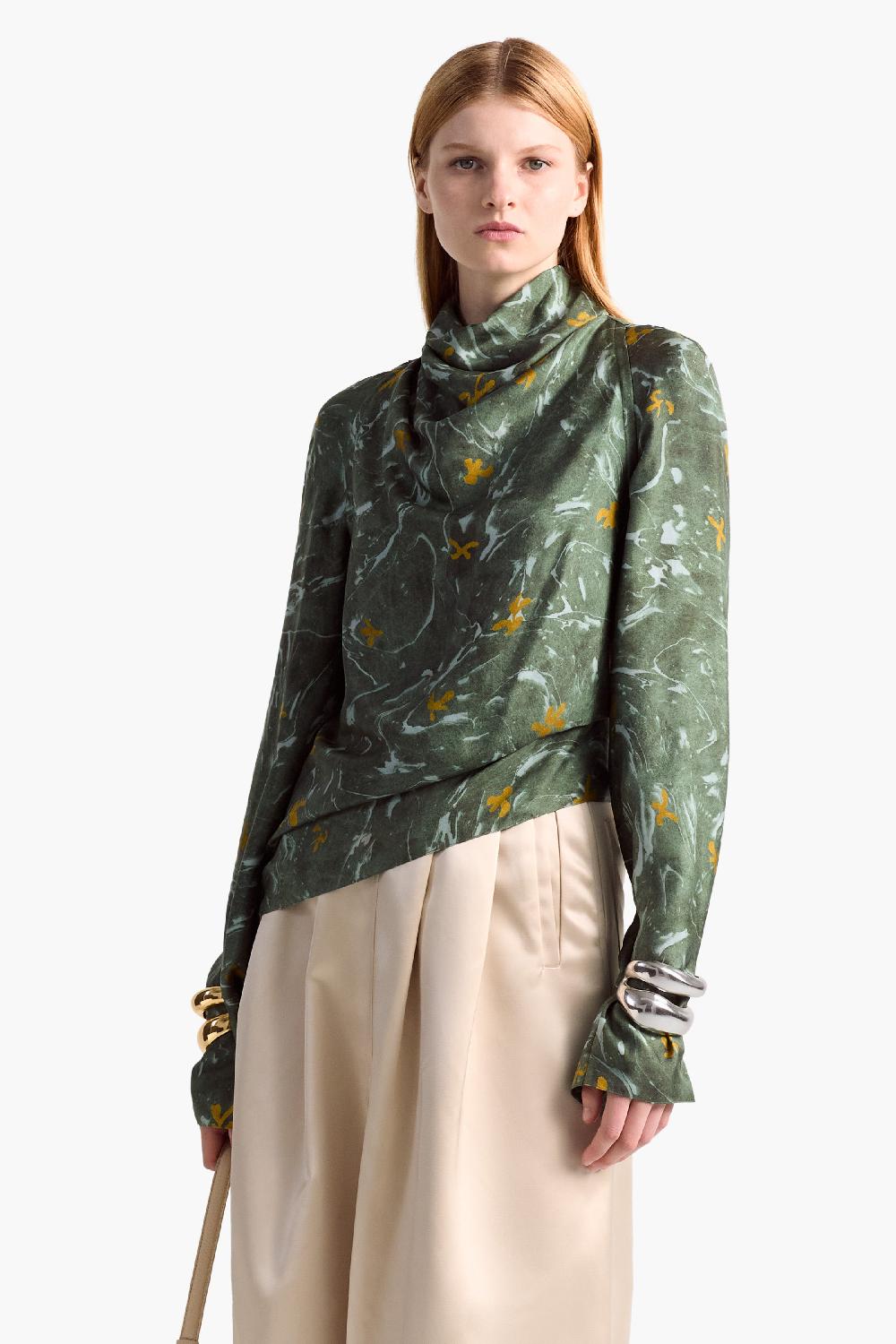 altuzarra Cara Top Monstera Marbled Floral