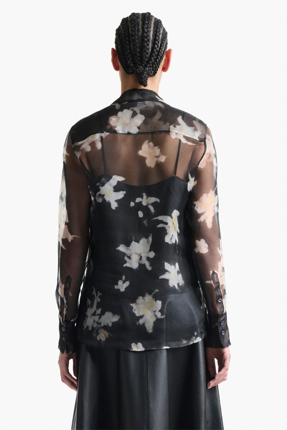 Altuzarra Chika Top Black Inky Flowers