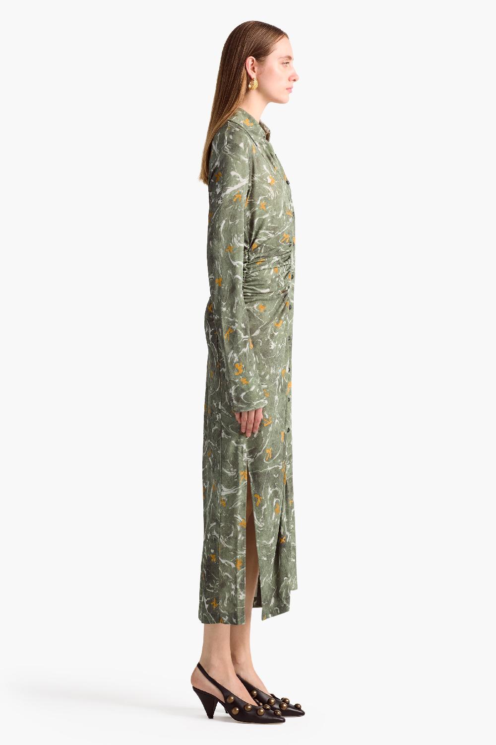 Altuzarra Claudia Dress Monstera Marbled Floral