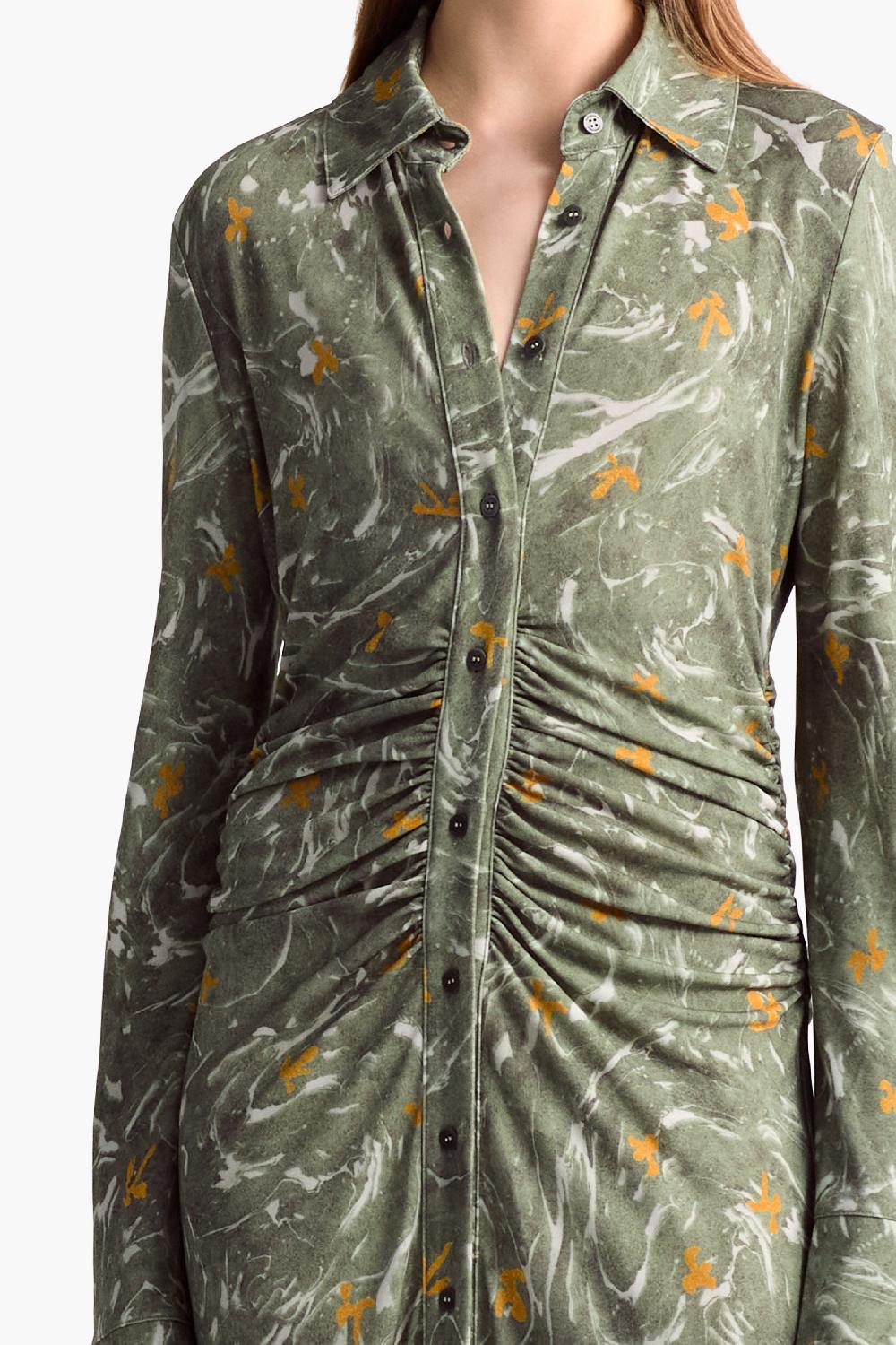 Altuzarra Claudia Dress Monstera Marbled Floral