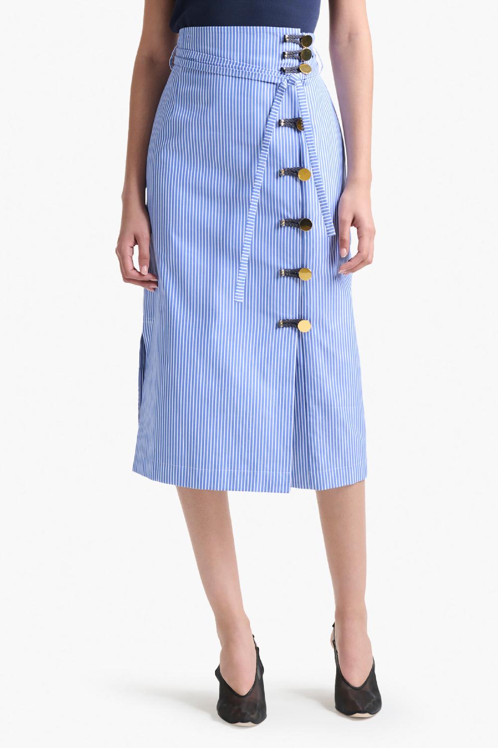 Altuzarra Hiroki Skirt Tidal Blue Stripe