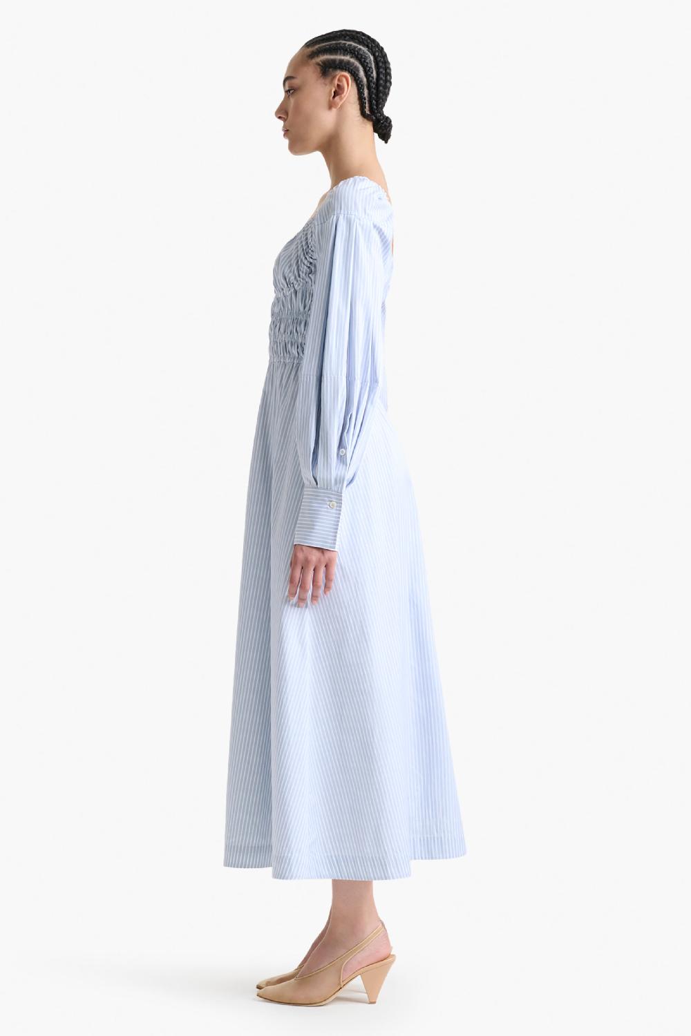 Altuzarra Josie Dress Dove Grey Banker Stripe