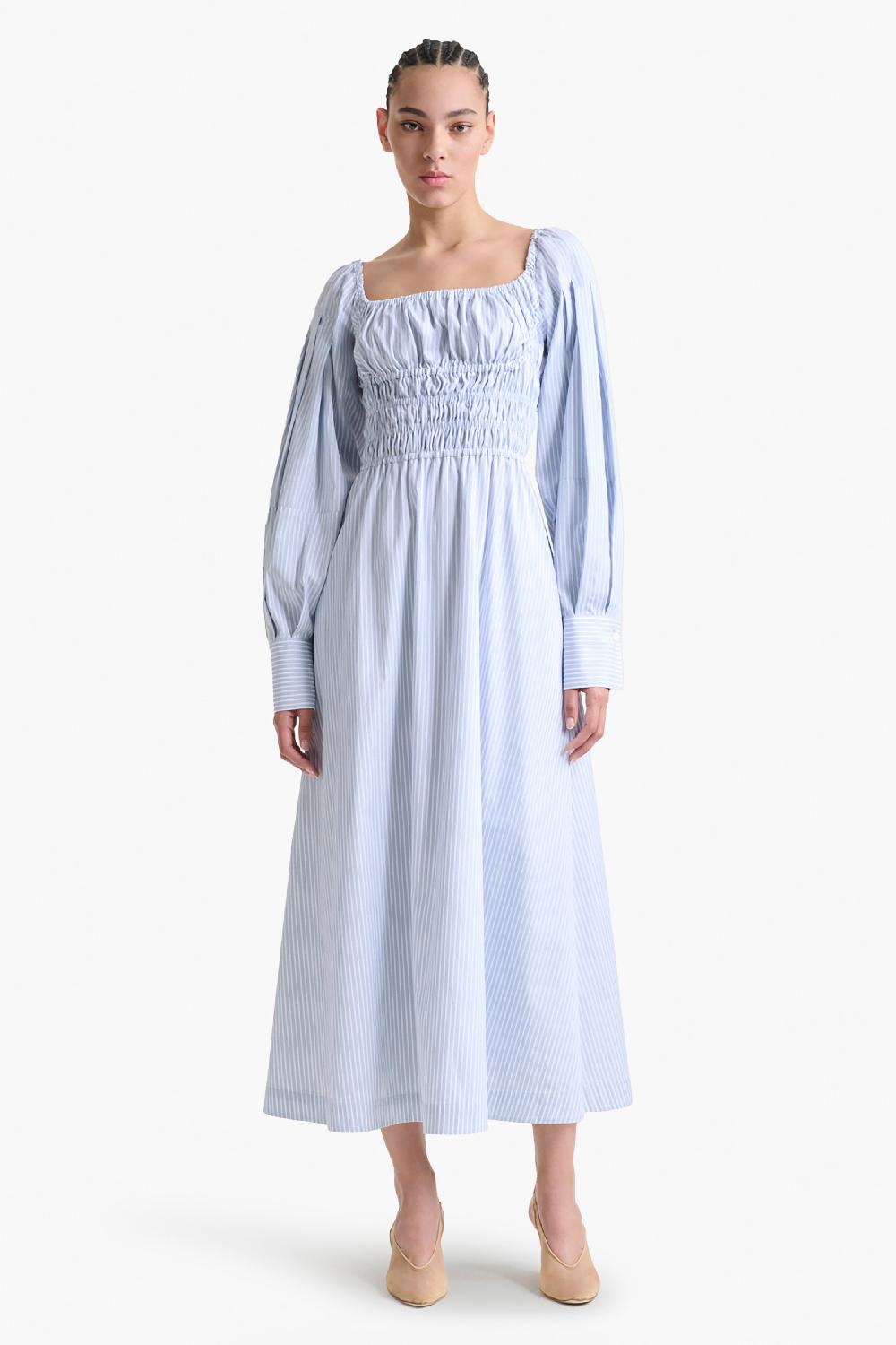 Altuzarra Josie Dress Dove Grey Banker Stripe