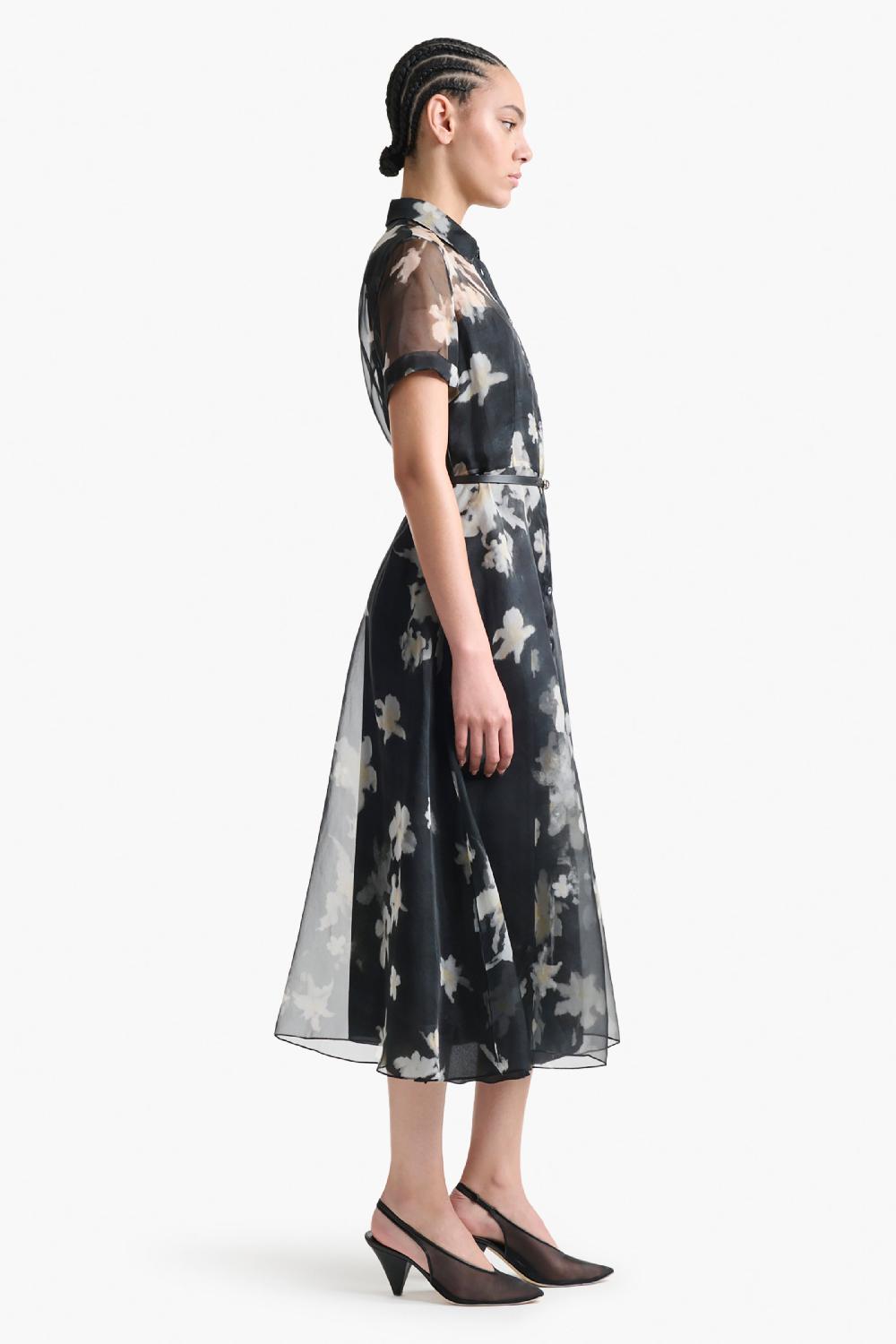 Altuzarra Kiera Dress Black Inky Flowers