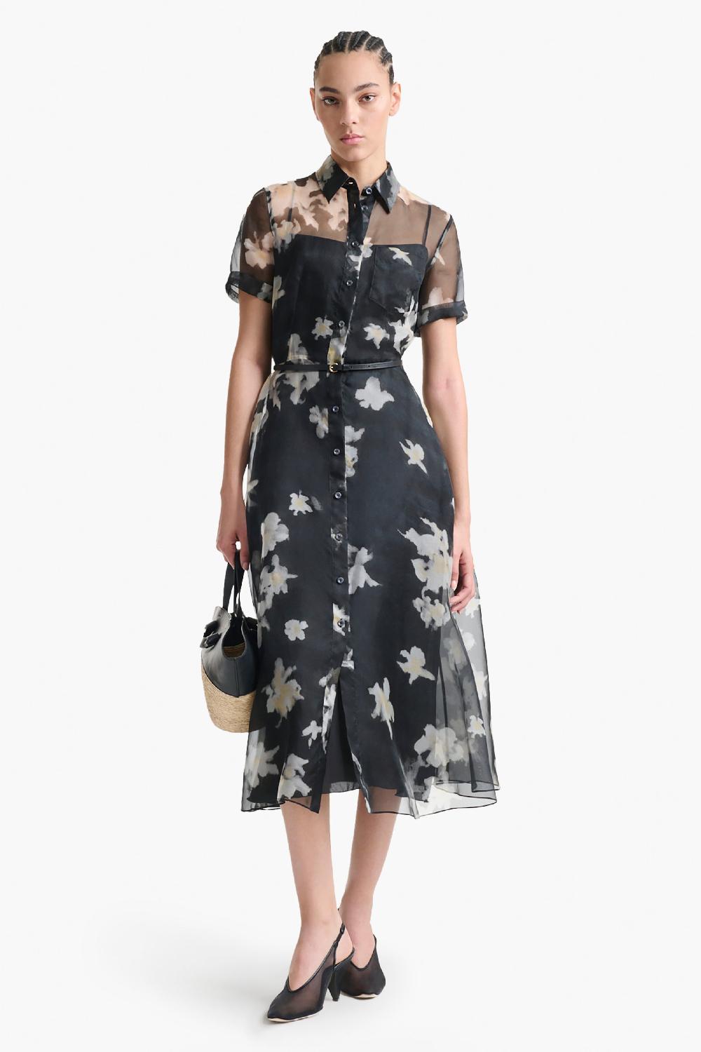 altuzarra Kiera Dress Black Inky Flowers