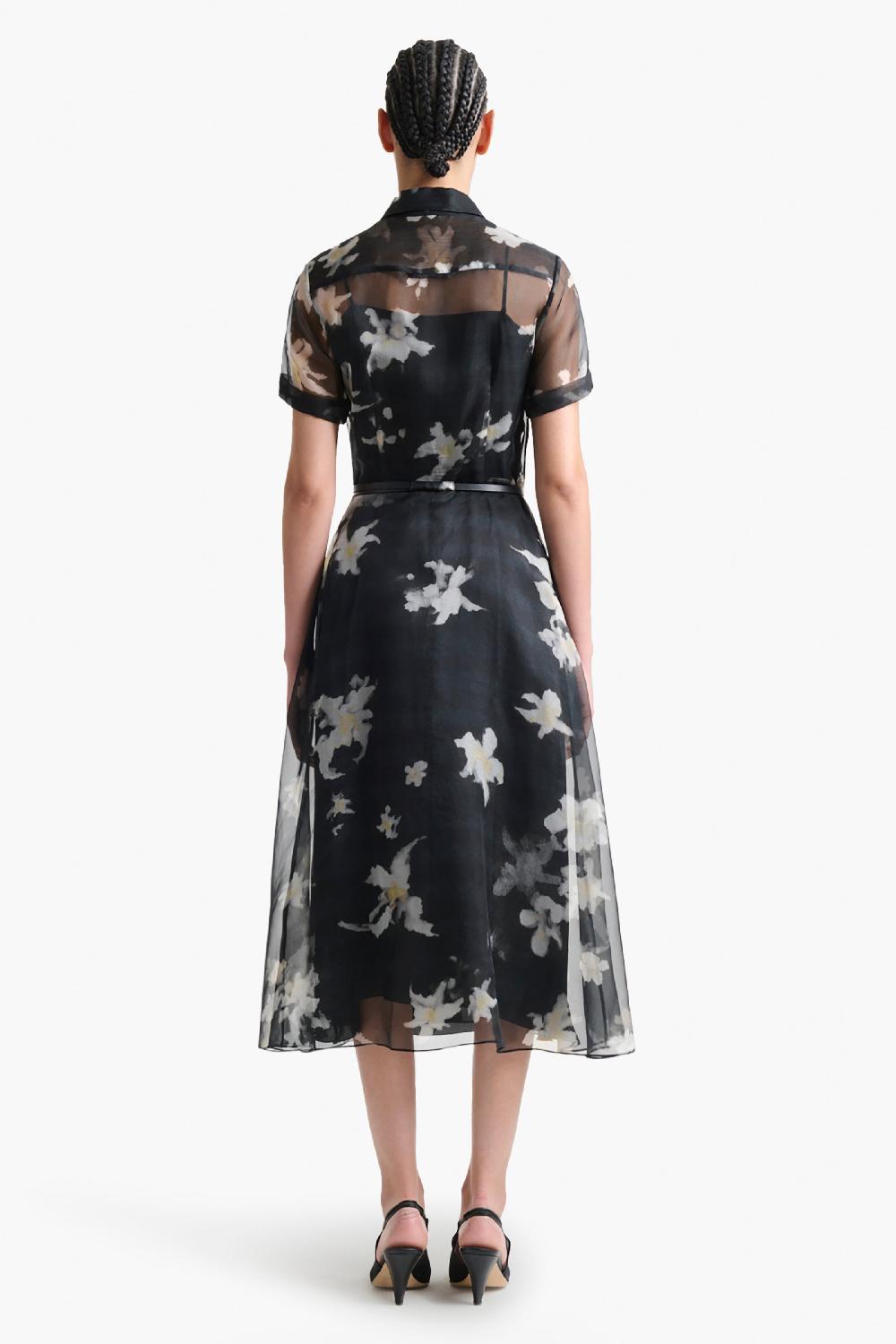 Altuzarra Kiera Dress Black Inky Flowers