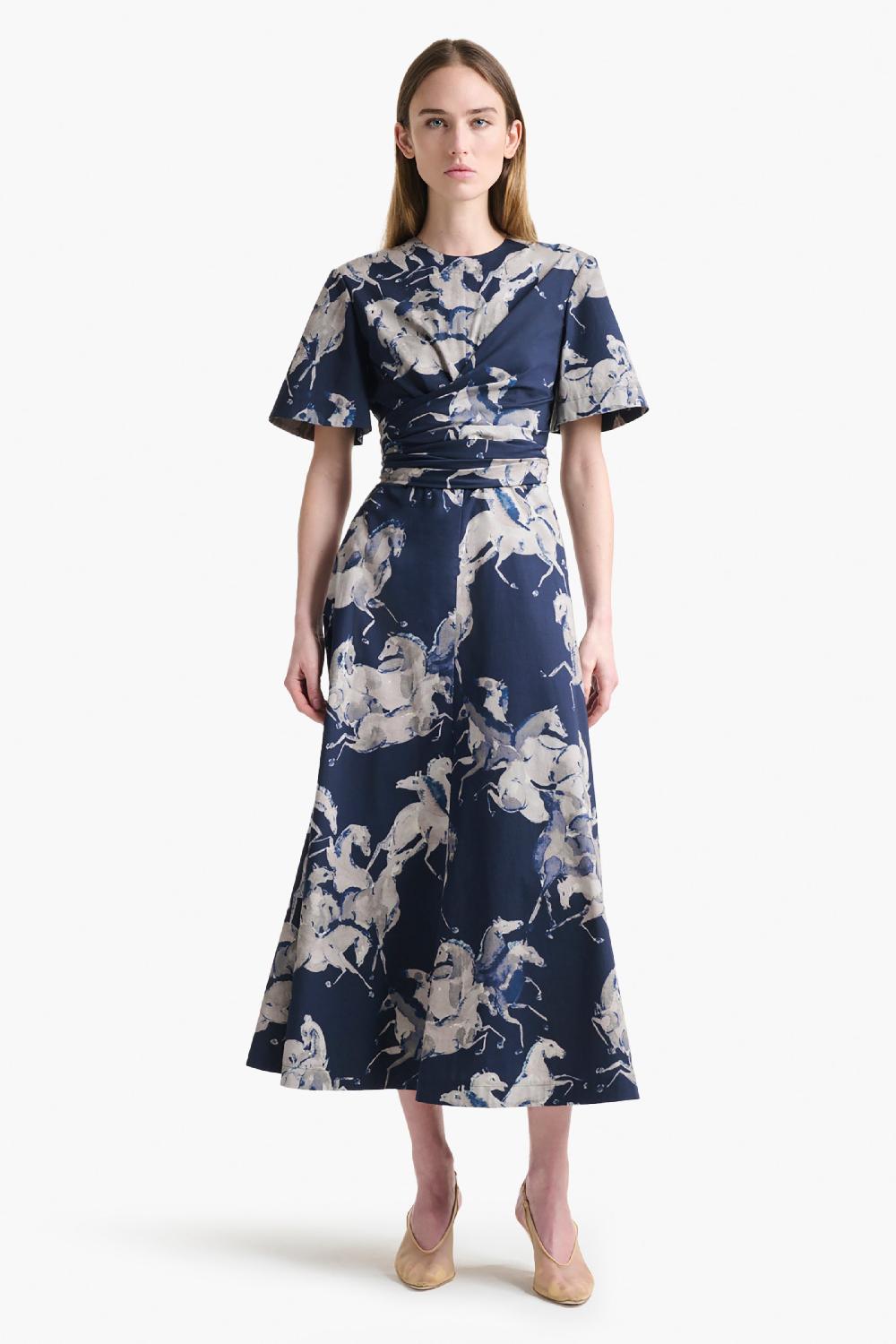 Altuzarra Kirsty Dress Berry Blue Horses