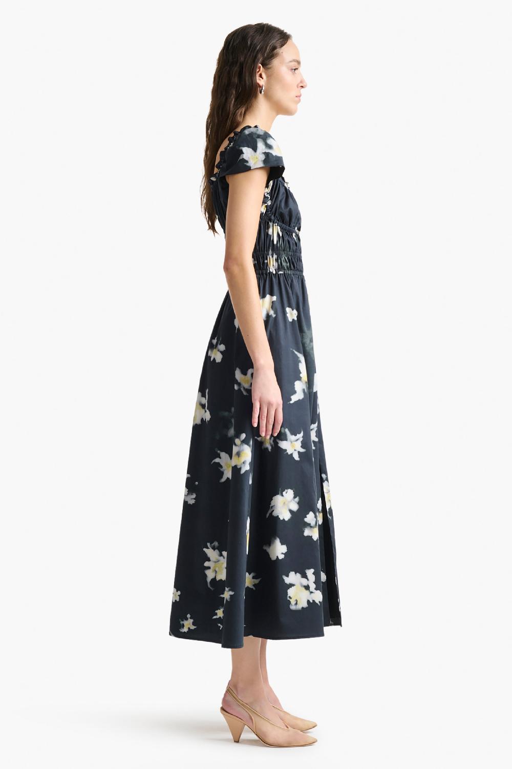 Altuzarra Lily Dress Black Inky Flowers