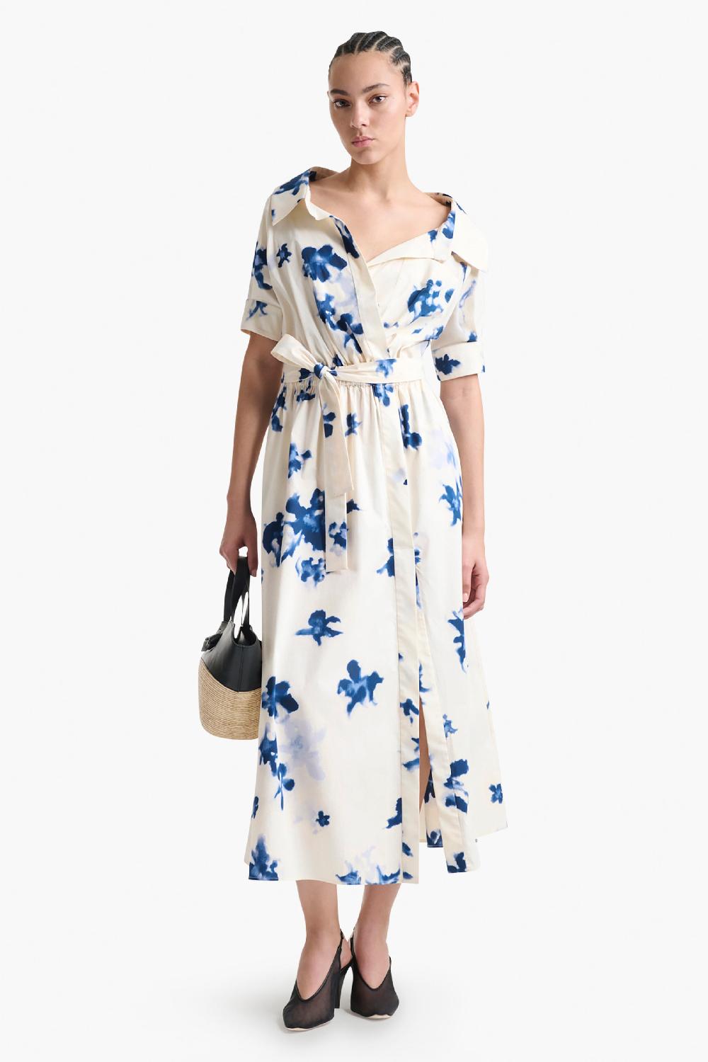 altuzarra Lydia Dress Berry Blue Flowers